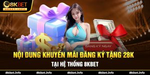 Nội dung khuyến mãi đăng ký tặng 28k tại hệ thống 8Kbet